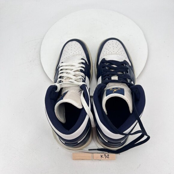 Nike Air Jordan 1 Mid Men Size 10.5 554724 174 White Metallic Gold Obsidian Shoe - Picture 9 of 11